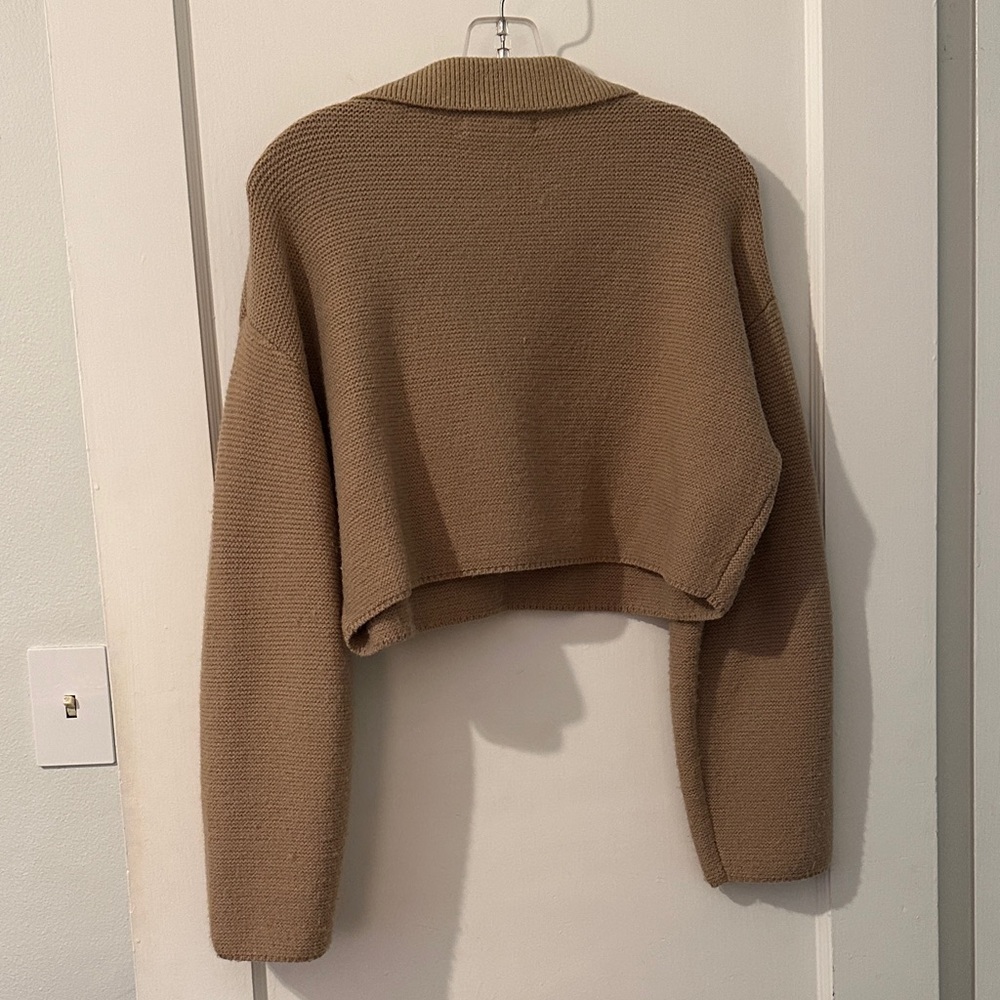 Oak & Fort Tan Cropped Knit Sweater - Picture 3 of 3